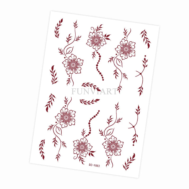 Tatouage Henné Mandala Marron - Fleurs Waterproof Mains et Corps Festival
