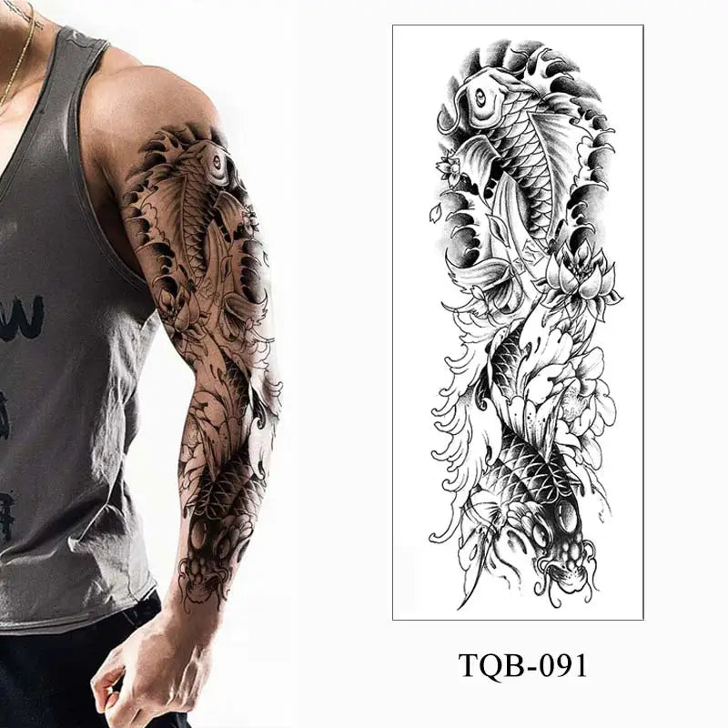 Tatouage Temporaire Tribal Totem – Sleeve Bras Complet
