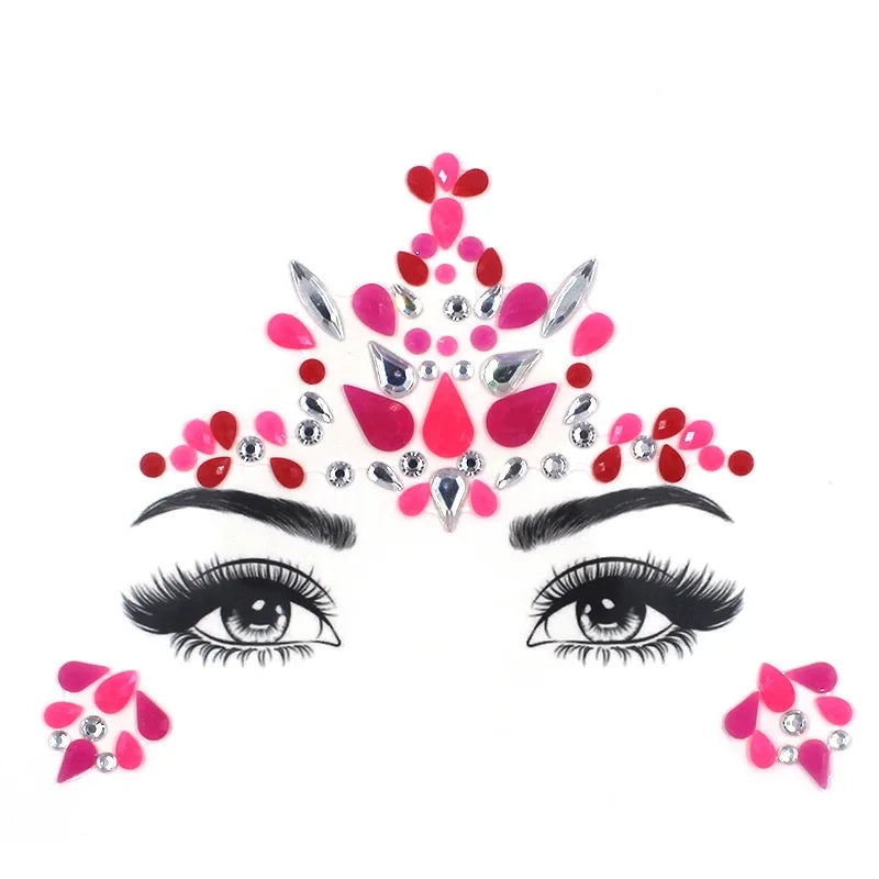 Bijoux Visage Strass 3D - Stickers Festival Cristaux & Paillettes