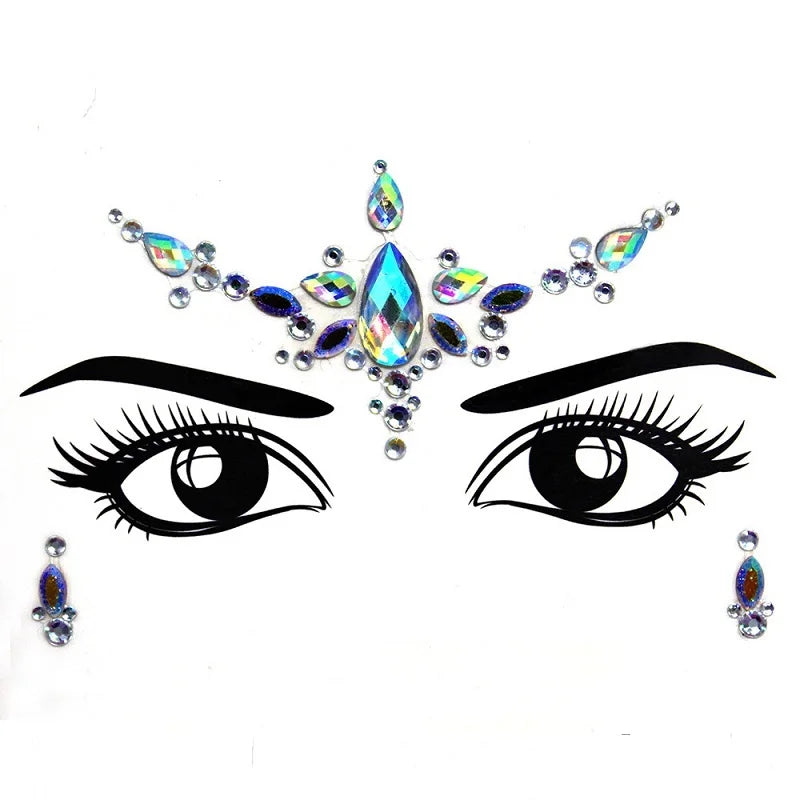 Strass Visage 3D Brillants – Bijoux de Peau pour Festival & Soirées