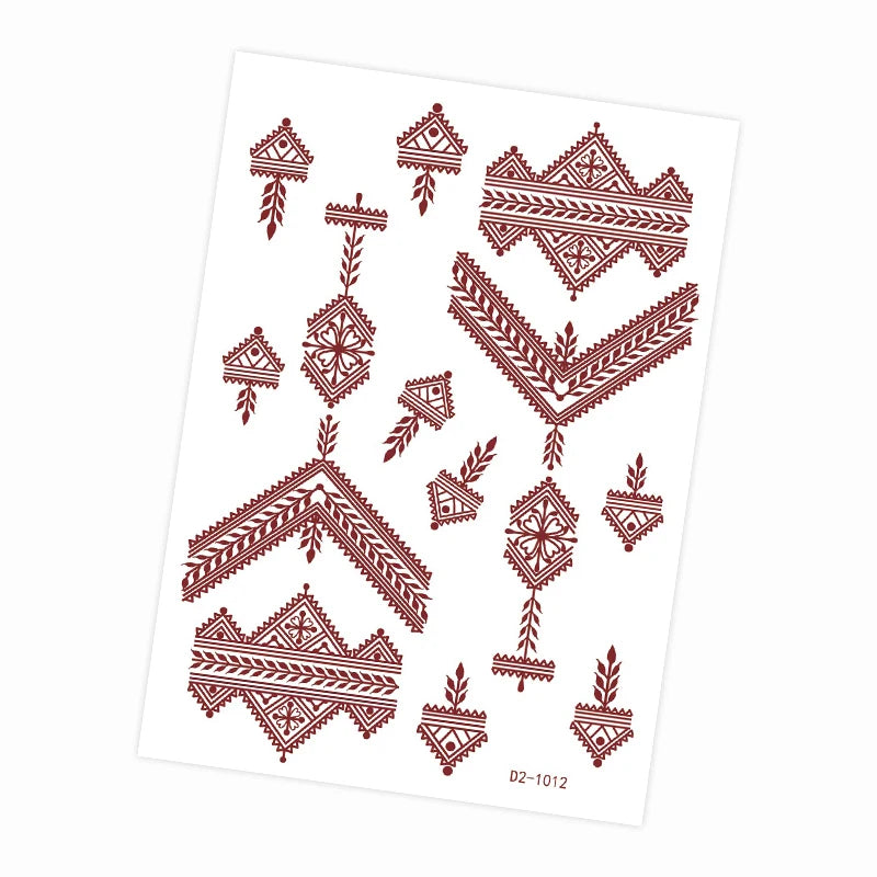 Tatouage Henné Mandala Marron - Fleurs Waterproof Mains et Corps Festival