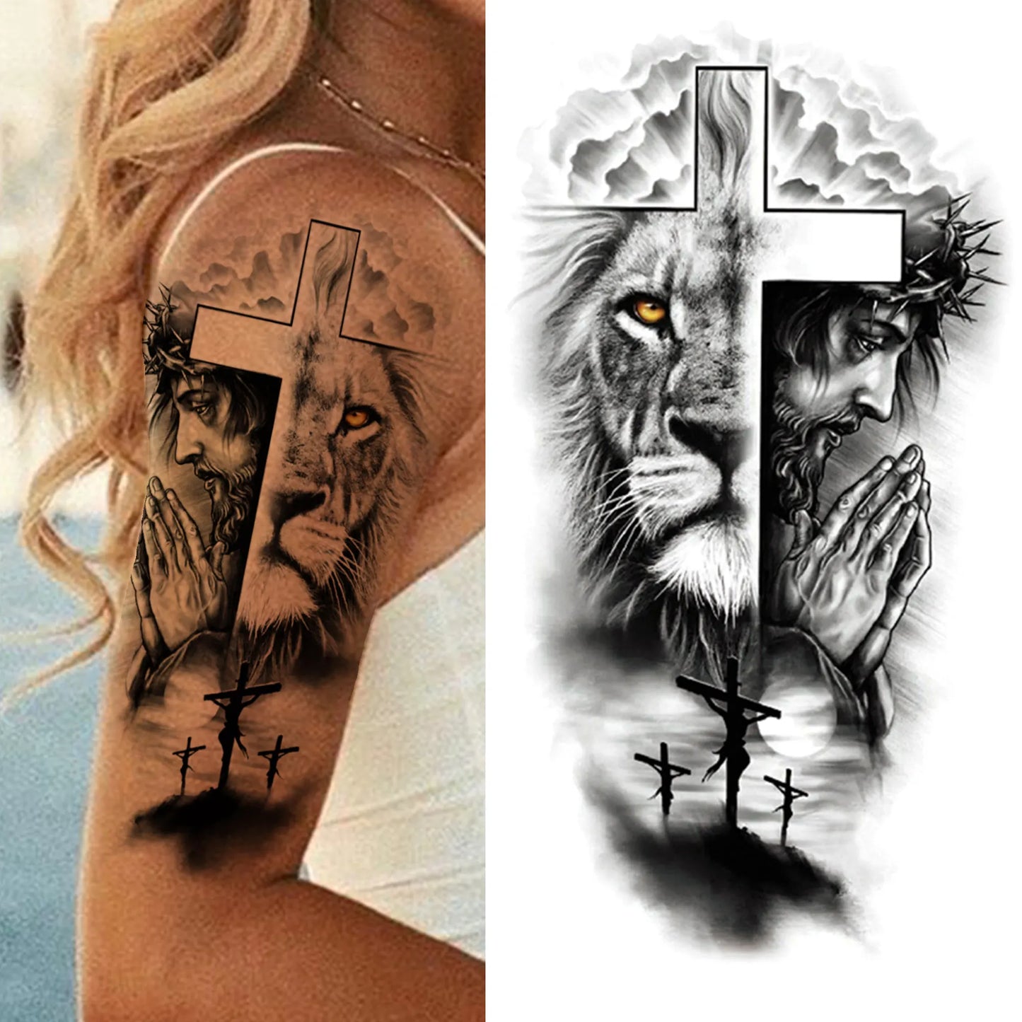 Tatouage Sleeve Bras Complet – Style Guerrier Réaliste Homme & Femme
