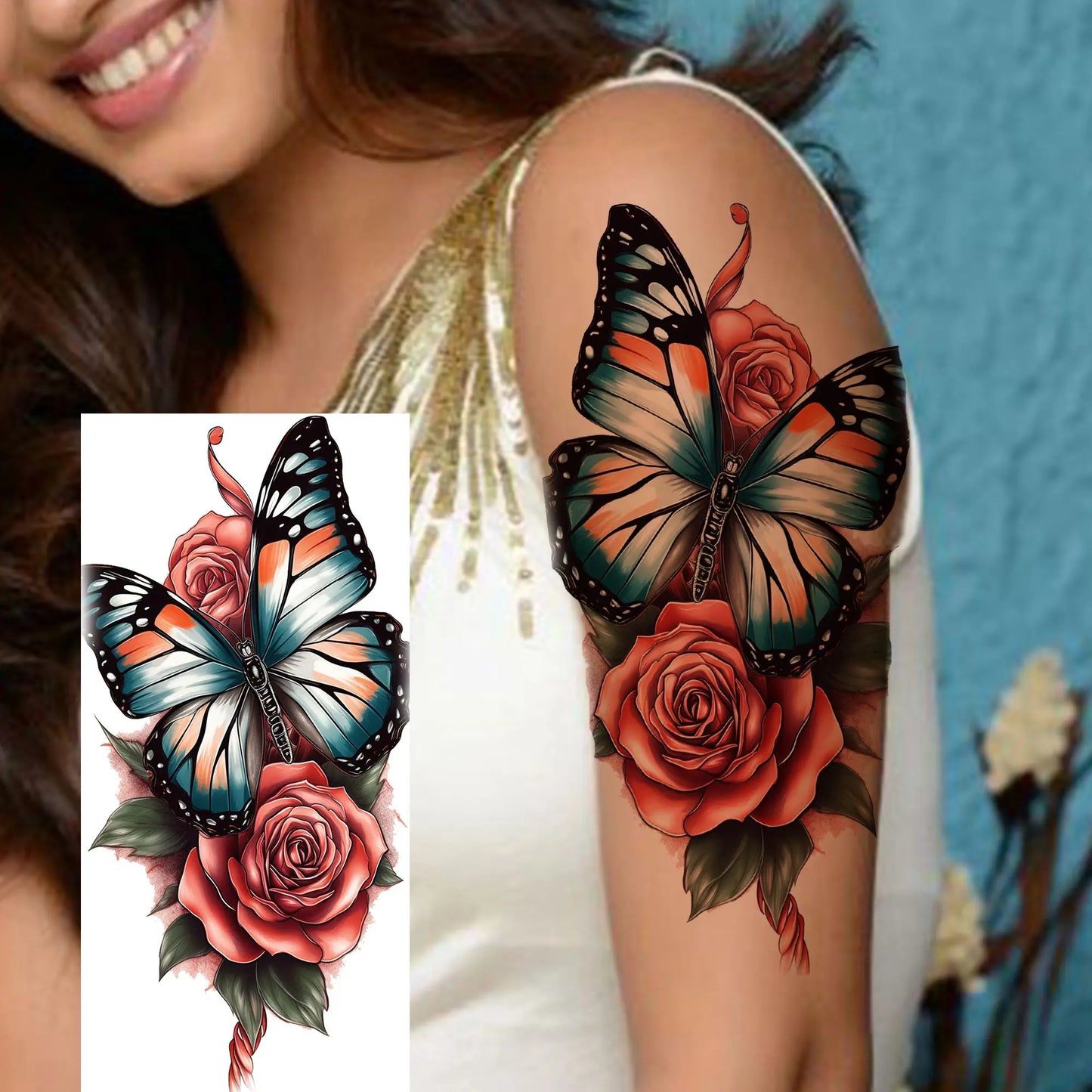 Tatouage Temporaire Papillons & Fleurs – Planche Waterproof