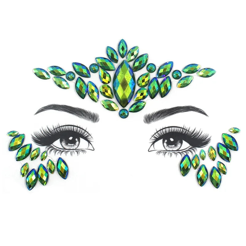 Bijoux Visage Strass 3D - Stickers Festival Cristaux & Paillettes