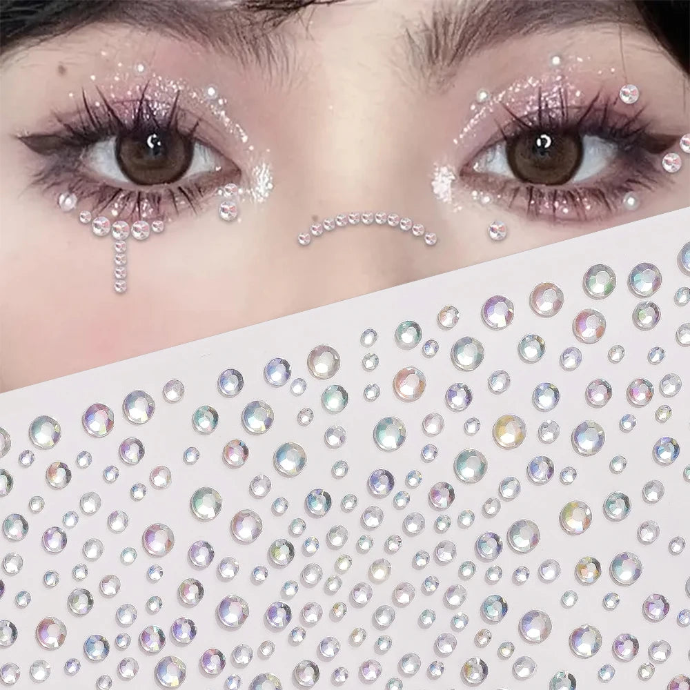 Strass Visage Aurora Cristal 3D – Bijoux Adhésifs Effet Diamant