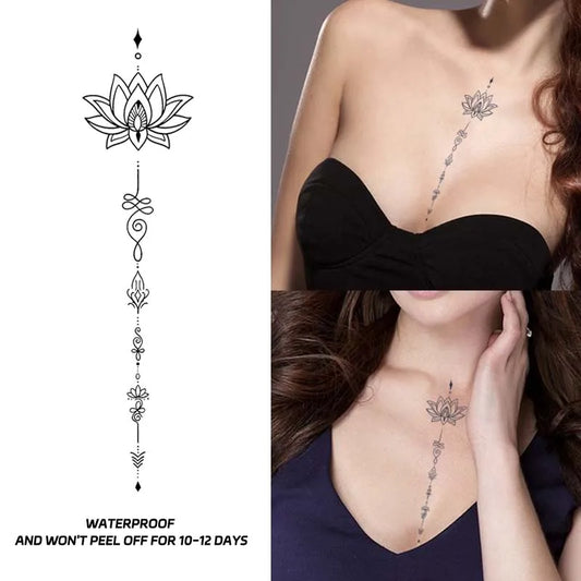 Tatouage Temporaire Fleur de Lotus – Grand Format Torse & Dos
