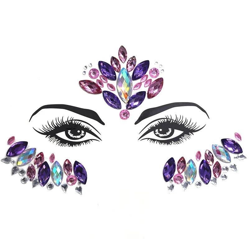 Strass Visage 3D Brillants – Bijoux de Peau pour Festival & Soirées