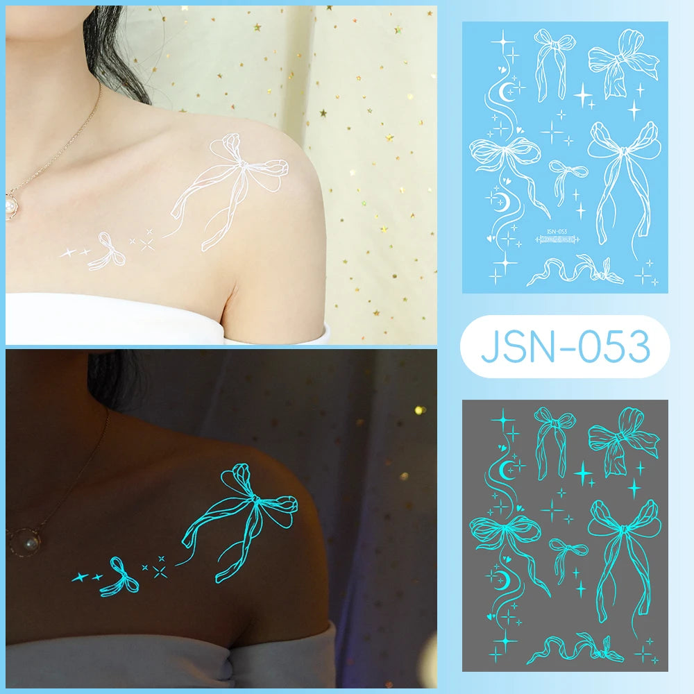 Tatouage Temporaire Dentelle Tribale Bleu Phosphorescent - Serpent & Fleurs