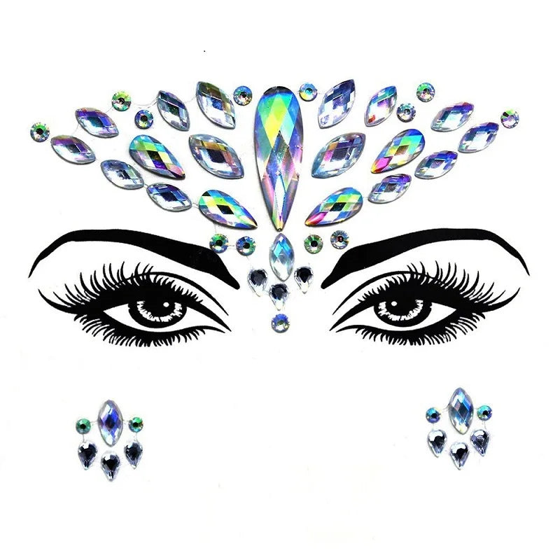 Strass Visage 3D Brillants – Bijoux de Peau pour Festival & Soirées
