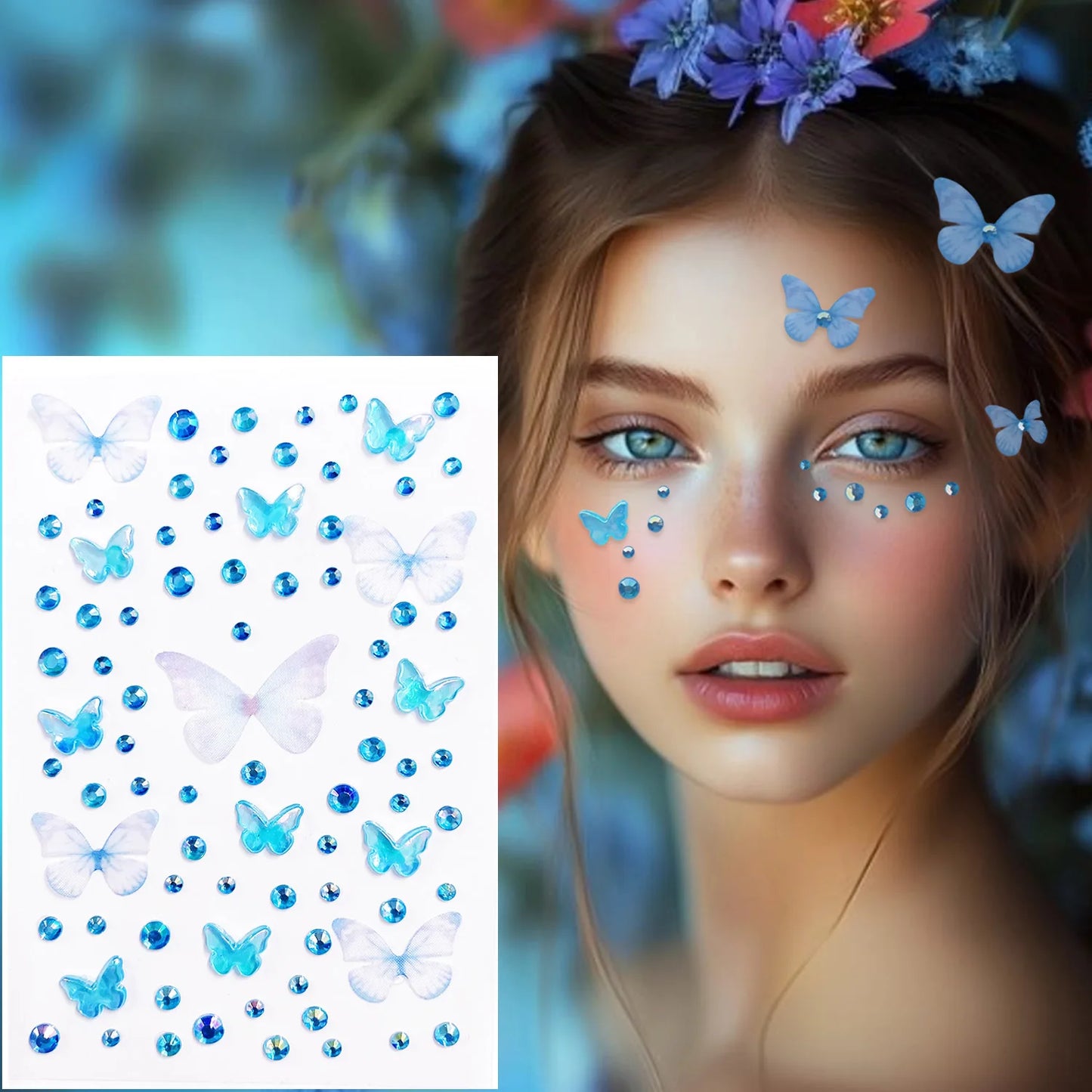 Strass Visage Aurora Cristal 3D – Bijoux Adhésifs Effet Diamant