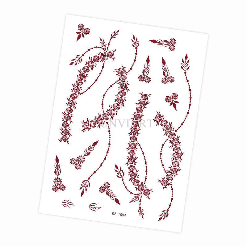 Tatouage Henné Mandala Marron - Fleurs Waterproof Mains et Corps Festival