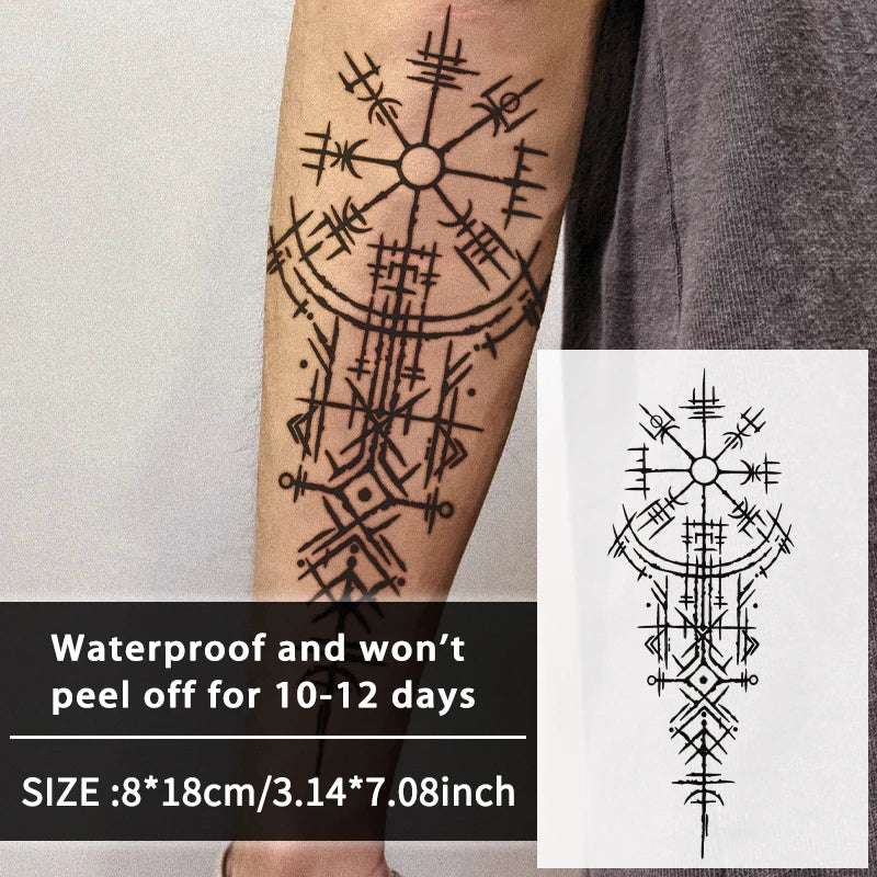 Tatouage Temporaire Runes Vikings Géométriques – Bras & Jambes