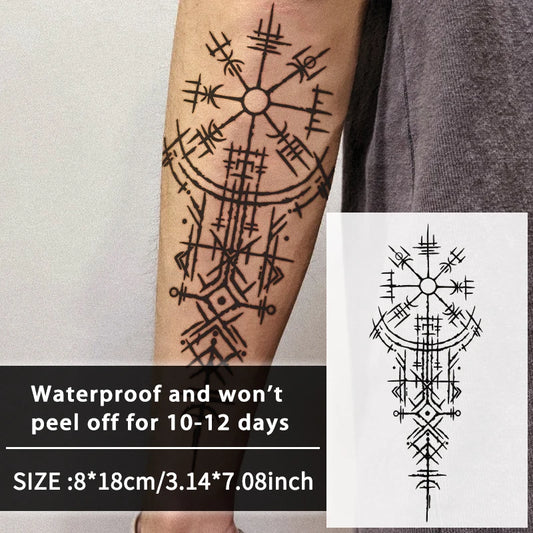 Tatouage Temporaire Runes Vikings Géométriques – Bras & Jambes