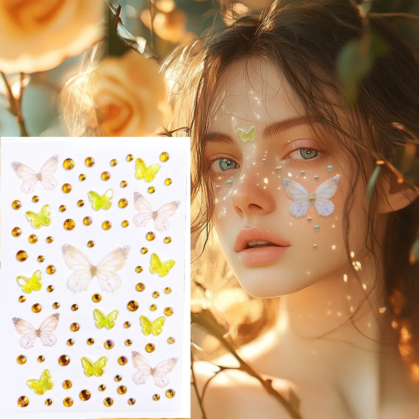 Strass Visage Aurora Cristal 3D – Bijoux Adhésifs Effet Diamant