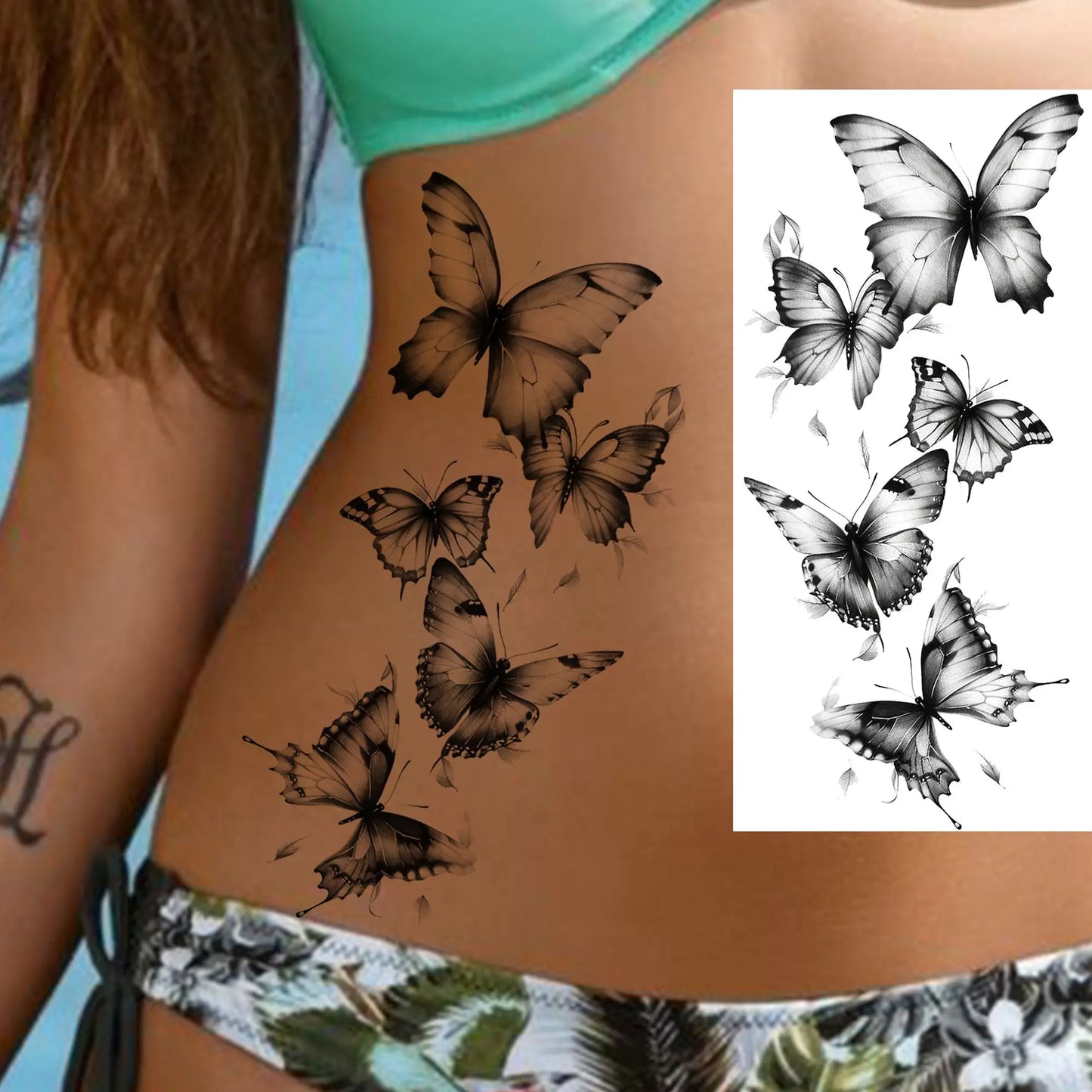 Tatouage Temporaire Papillons & Fleurs – Planche Waterproof