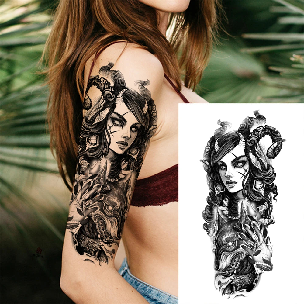 Tatouage Sleeve Bras Complet – Style Guerrier Réaliste Homme & Femme