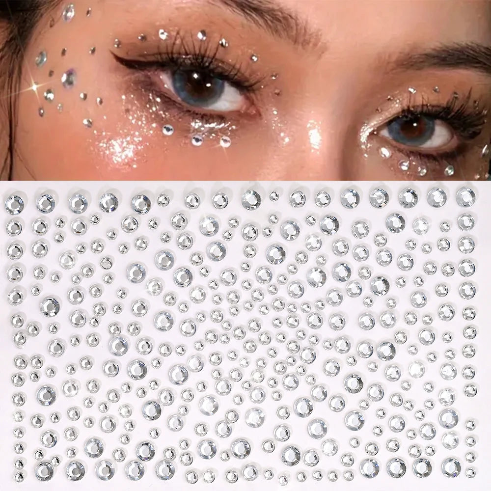 Strass Visage Aurora Cristal 3D – Bijoux Adhésifs Effet Diamant