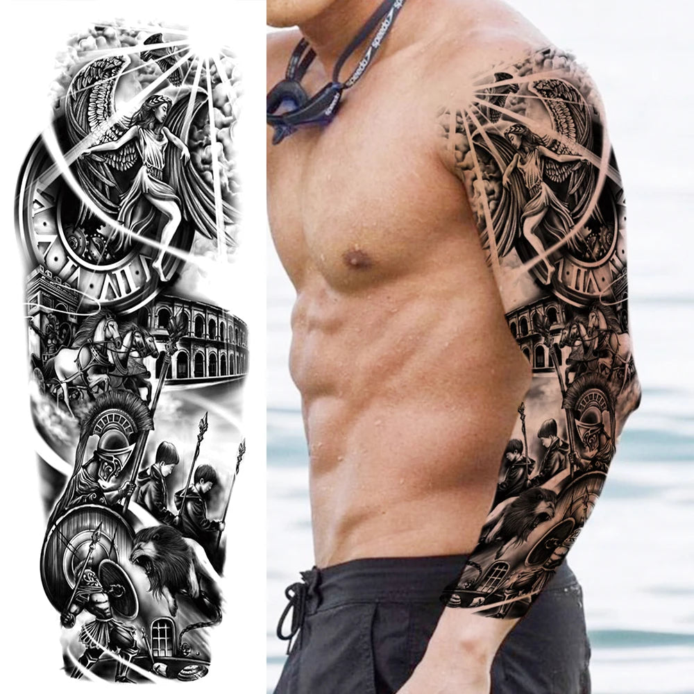 Tatouage Sleeve Bras Complet – Style Guerrier Réaliste Homme & Femme