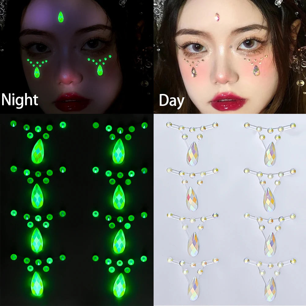 Strass Visage Aurora Cristal 3D – Bijoux Adhésifs Effet Diamant