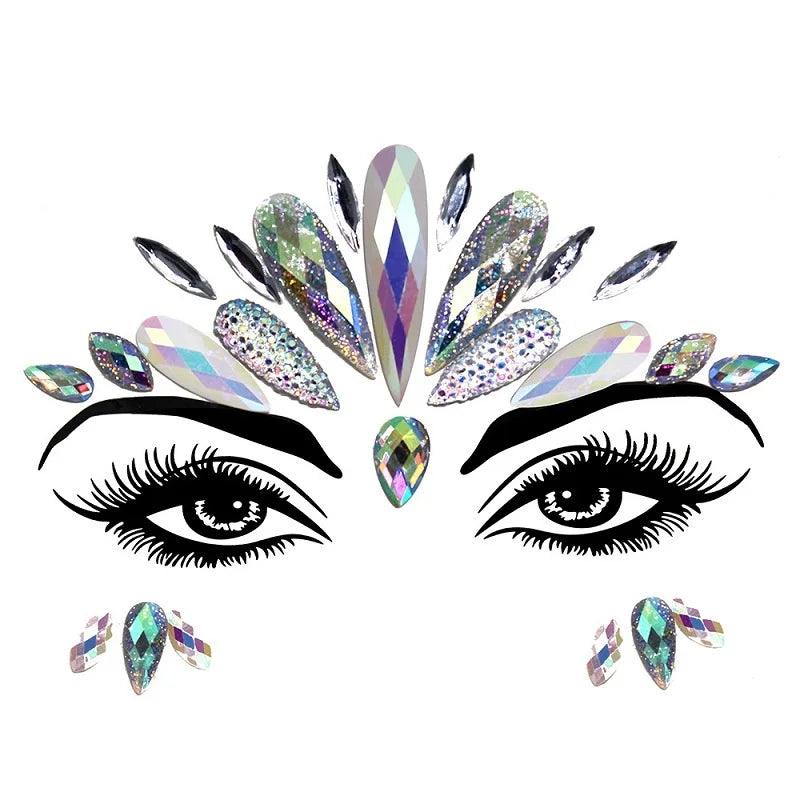 Bijoux Visage Strass 3D - Stickers Festival Cristaux & Paillettes
