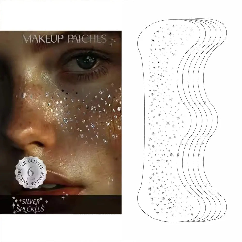 Faux Taches de Rousseur Pailletées - 6 Planches Stickers Maquillage Tendance