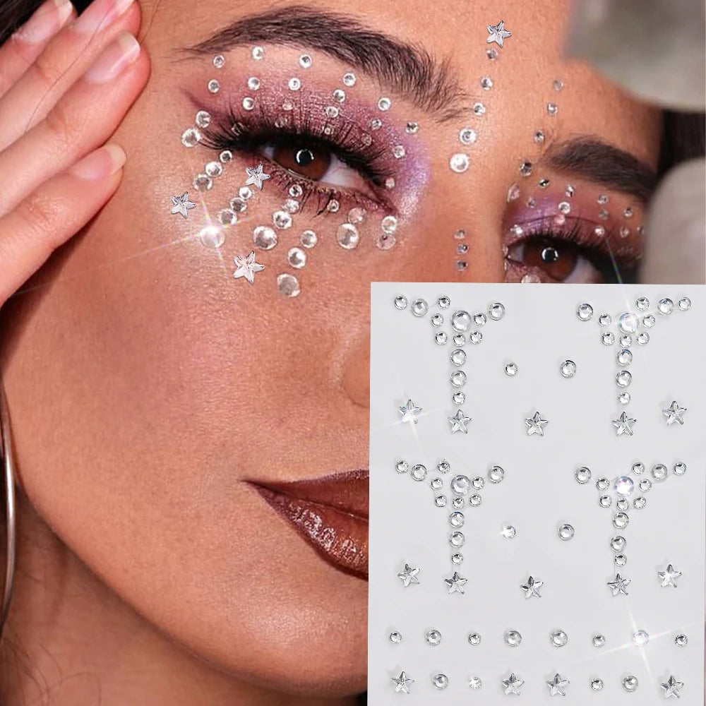 Strass Visage Aurora Cristal 3D – Bijoux Adhésifs Effet Diamant