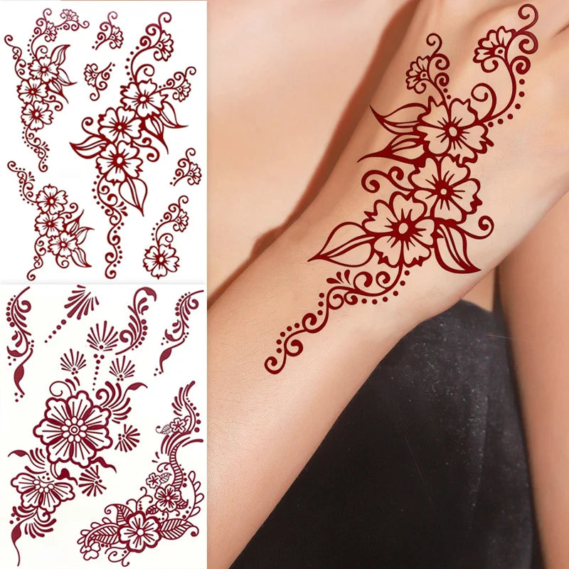 Tatouage Henné Bordeaux Mains et Corps - Motifs Floraux Mariage