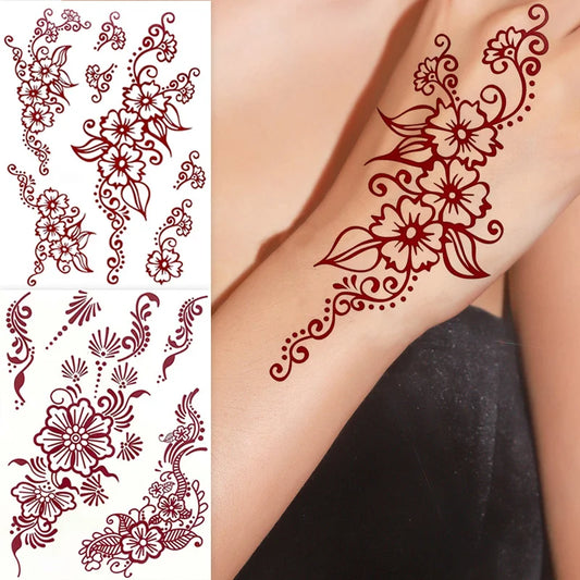 Tatouage Henné Bordeaux Mains et Corps - Motifs Floraux Mariage
