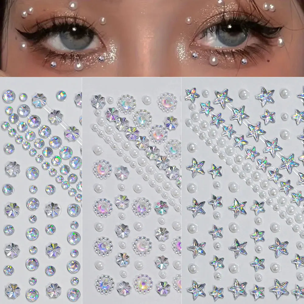 Strass Visage Aurora Cristal 3D – Bijoux Adhésifs Effet Diamant