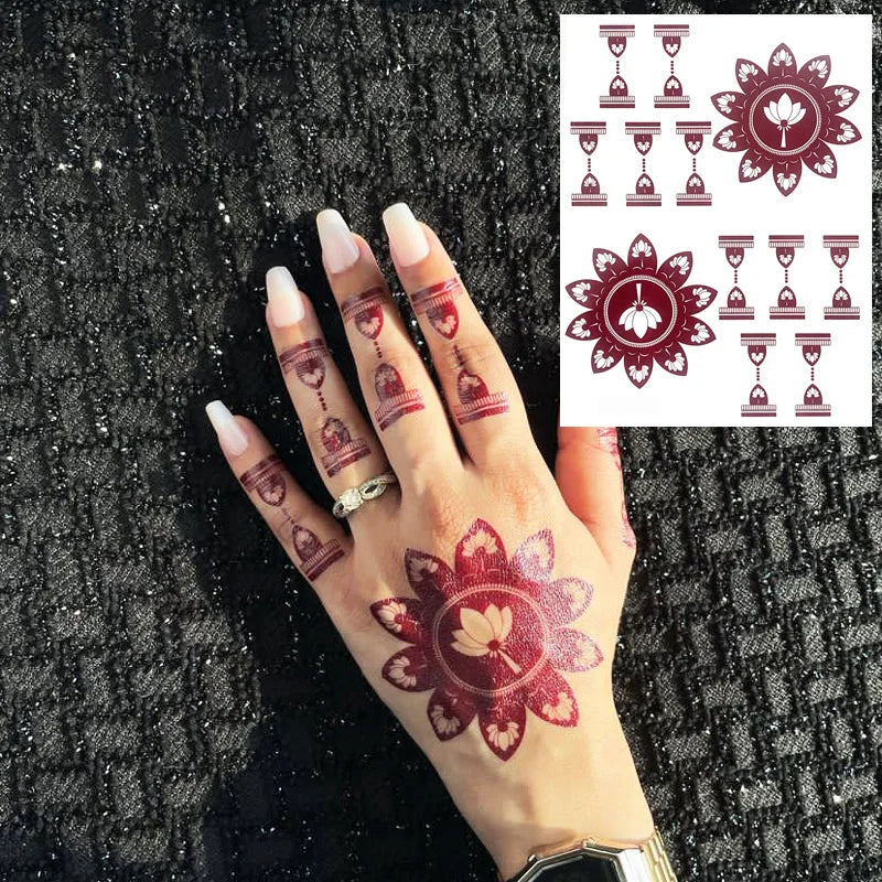 Tatouage Henné Bordeaux Mains et Corps - Motifs Floraux Mariage