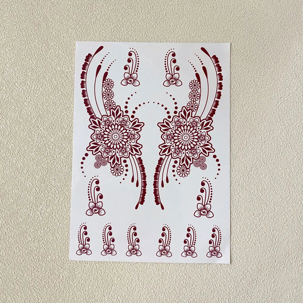 Tatouage Henné Bordeaux Mains et Corps - Motifs Floraux Mariage
