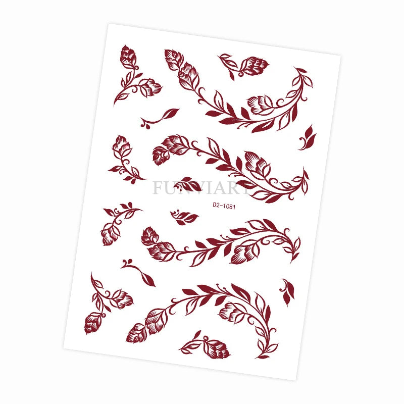 Tatouage Henné Mandala Marron - Fleurs Waterproof Mains et Corps Festival