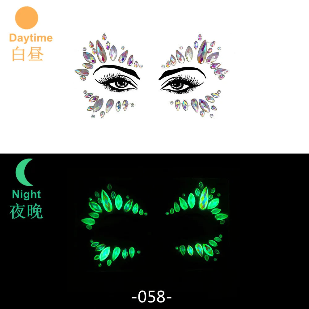 Strass Visage 3D Brillants – Bijoux de Peau pour Festival & Soirées
