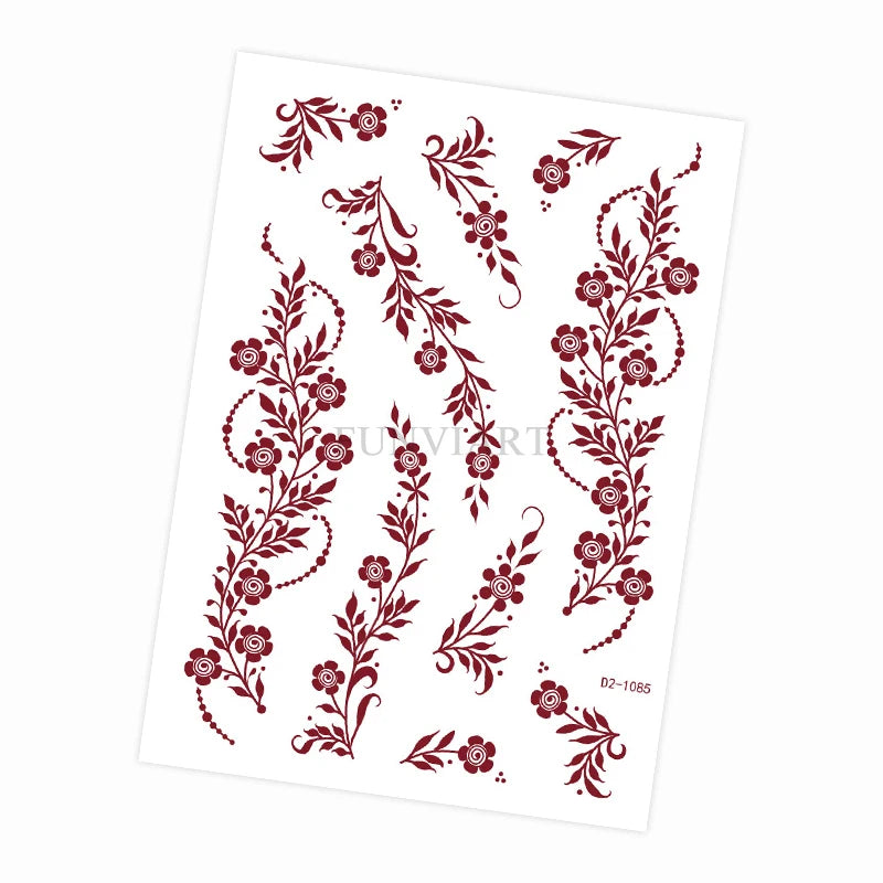 Tatouage Henné Mandala Marron - Fleurs Waterproof Mains et Corps Festival