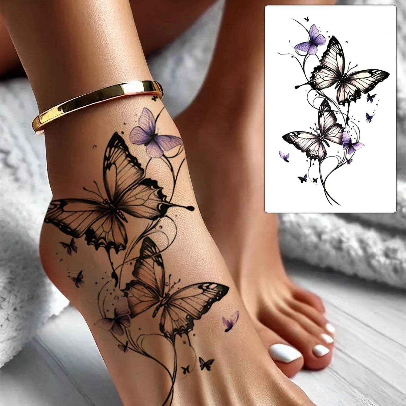 Tatouage Temporaire Papillons Colorés – Style Tendance Couple