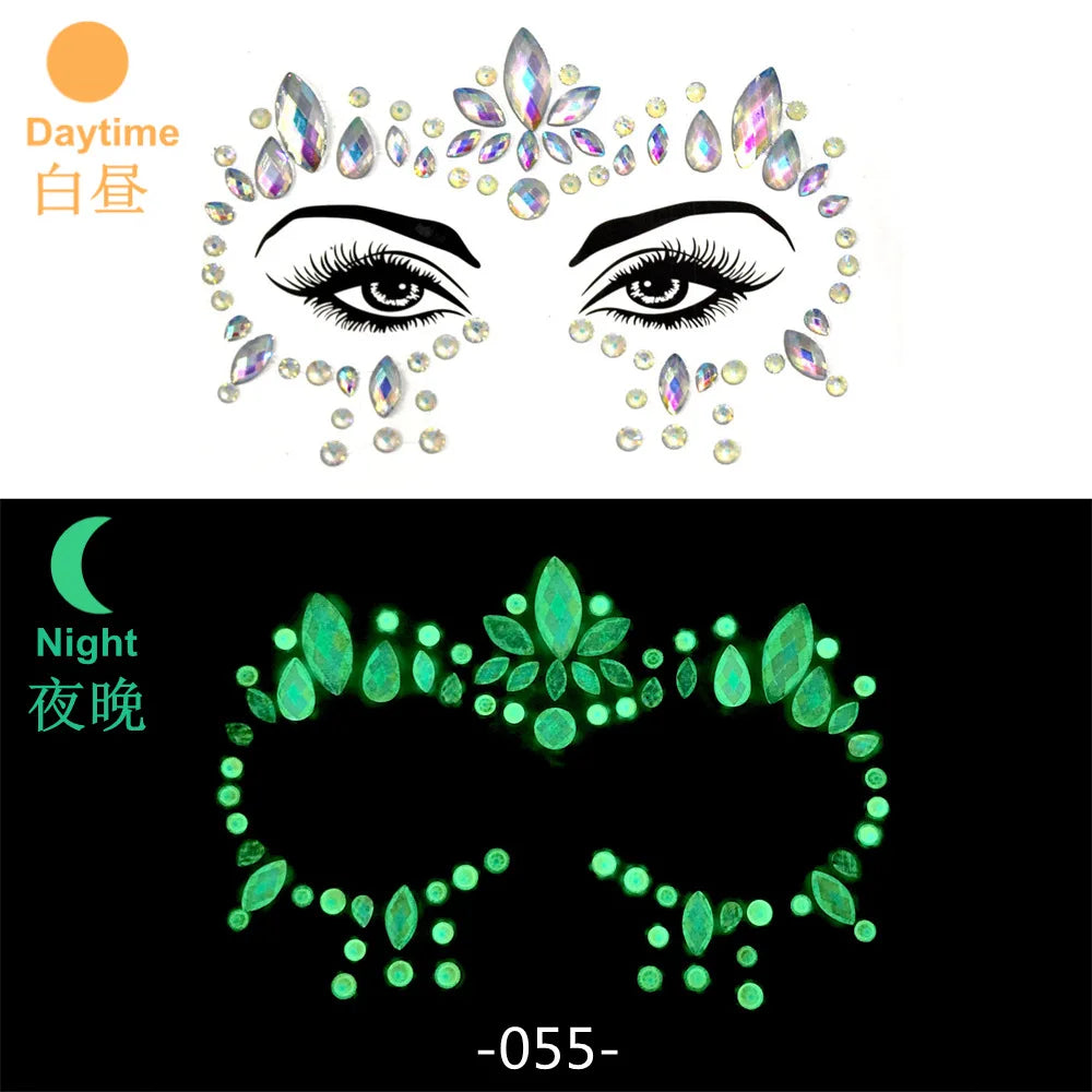 Strass Visage 3D Brillants – Bijoux de Peau pour Festival & Soirées