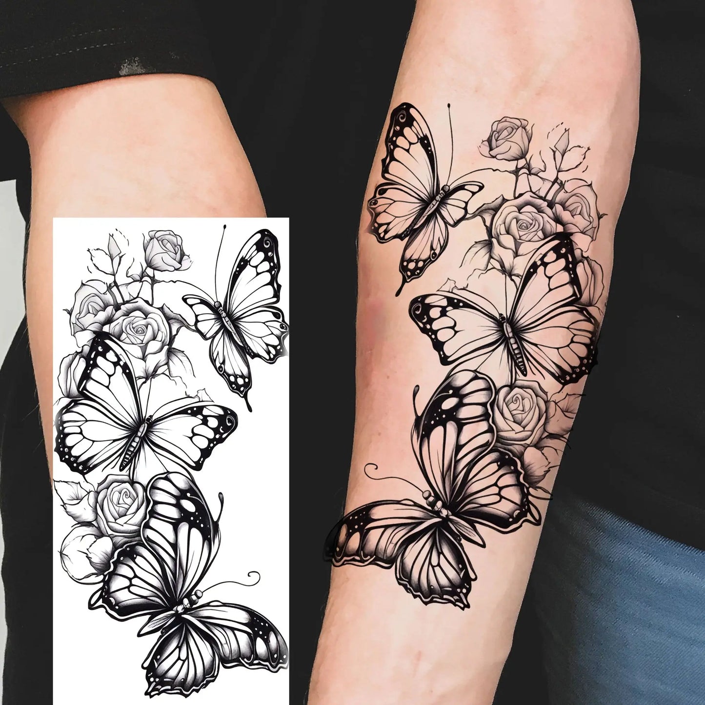 Tatouage Temporaire Papillons & Fleurs – Planche Waterproof