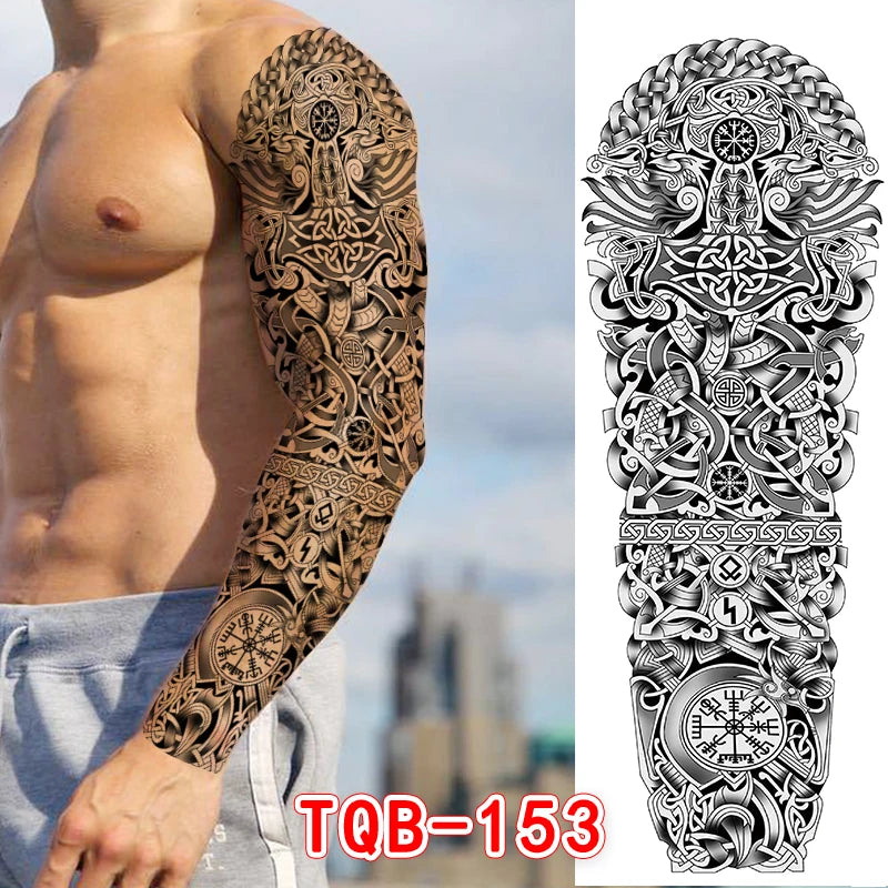Tatouage Temporaire Tribal Totem – Sleeve Bras Complet