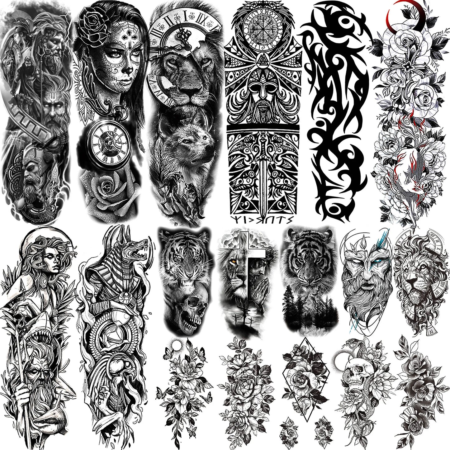 Tatouage Sleeve Bras Complet – Style Guerrier Réaliste Homme & Femme
