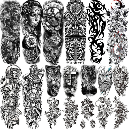 Tatouage Sleeve Bras Complet – Style Guerrier Réaliste Homme & Femme