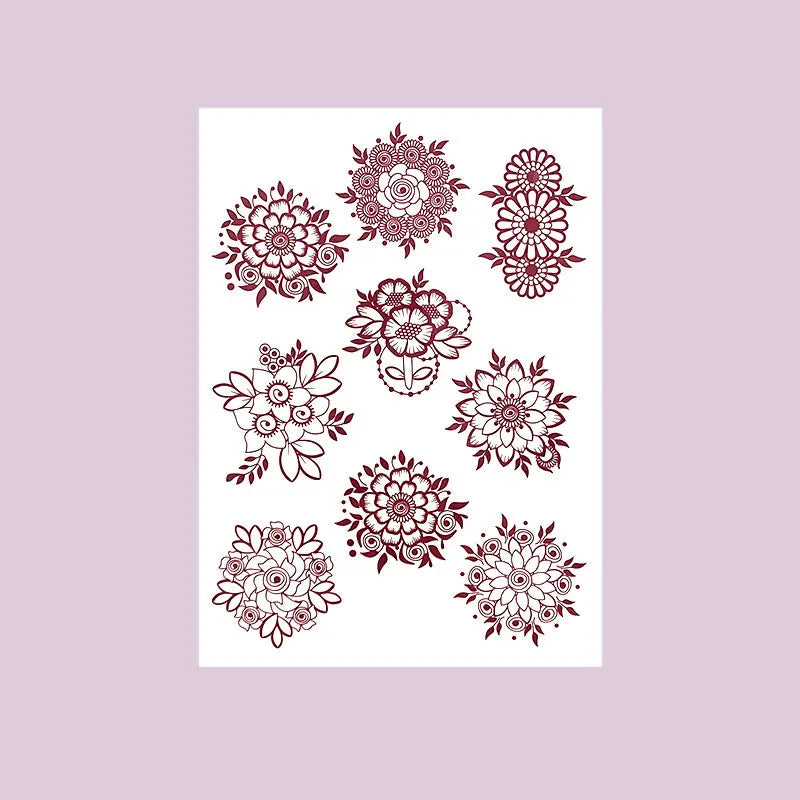 Tatouage Henné Bordeaux Pieds & Mains - Fleurs Florales Mariage Ramadan Festival