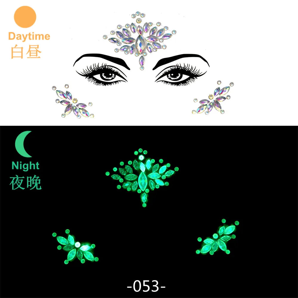Bijoux Visage Strass 3D - Stickers Festival Cristaux & Paillettes