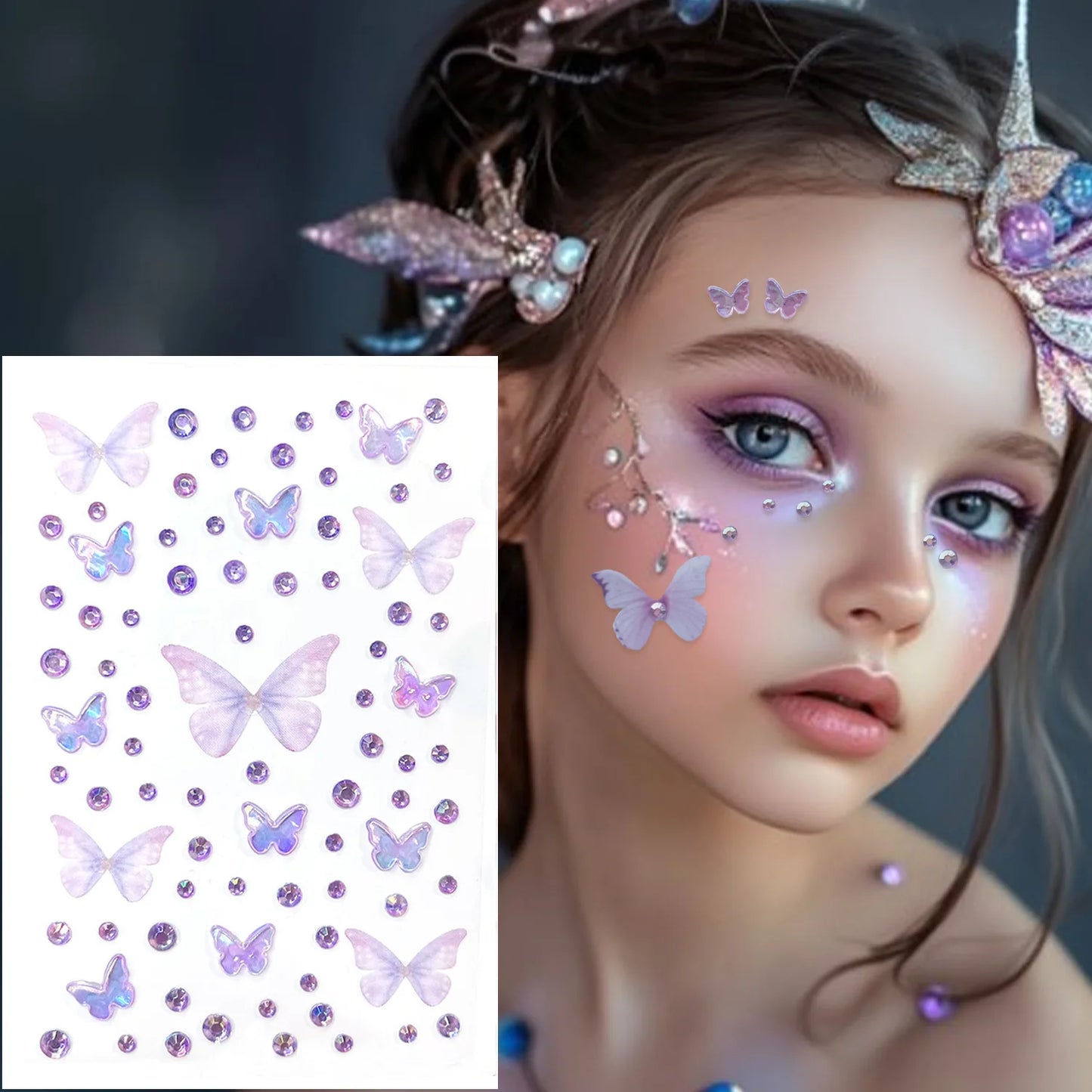 Strass Visage Aurora Cristal 3D – Bijoux Adhésifs Effet Diamant