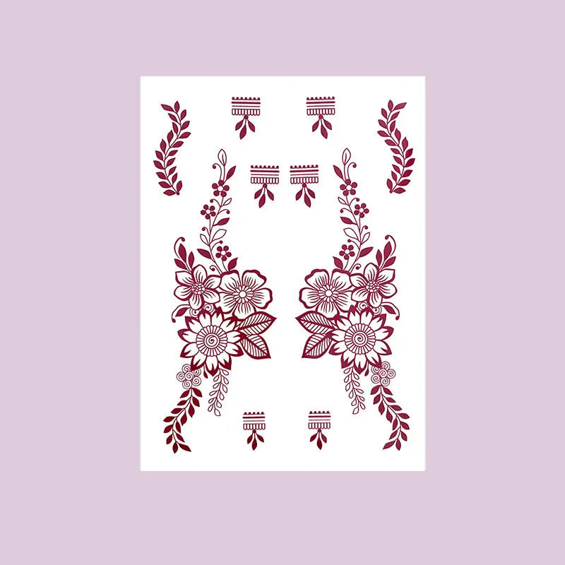 Tatouage Henné Bordeaux Pieds & Mains - Fleurs Florales Mariage Ramadan Festival