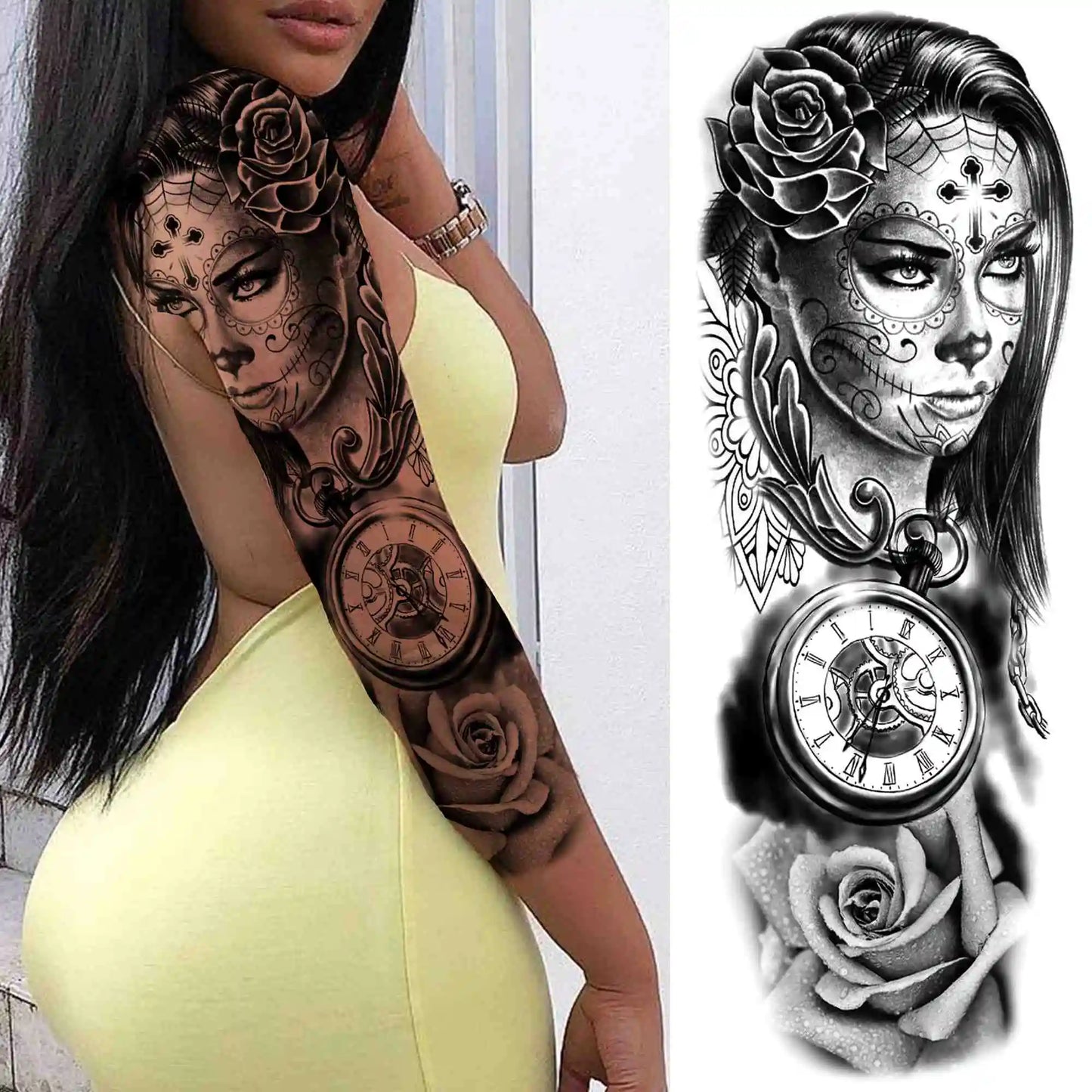 Tatouage Sleeve Bras Complet – Style Guerrier Réaliste Homme & Femme