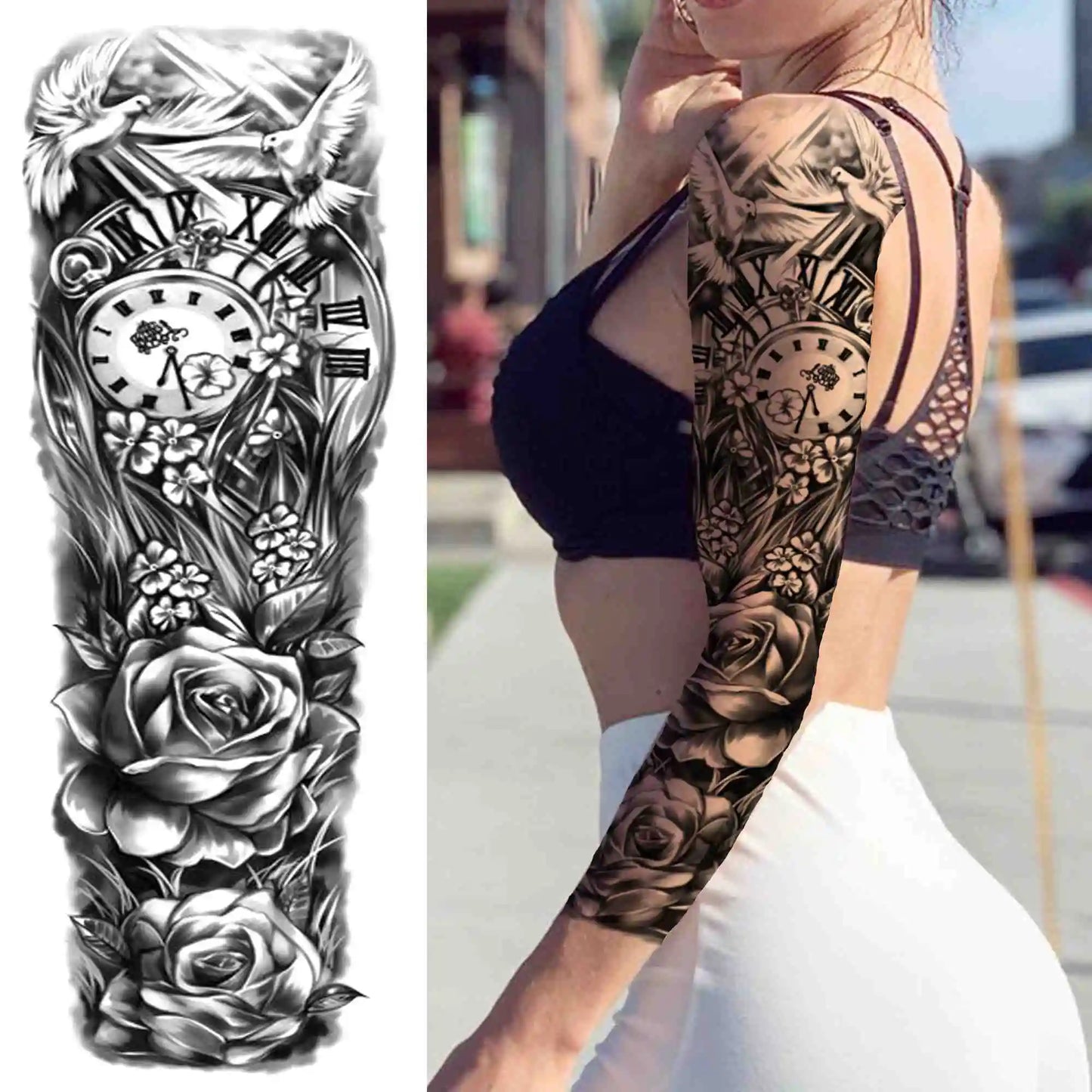 Tatouage Sleeve Bras Complet – Style Guerrier Réaliste Homme & Femme