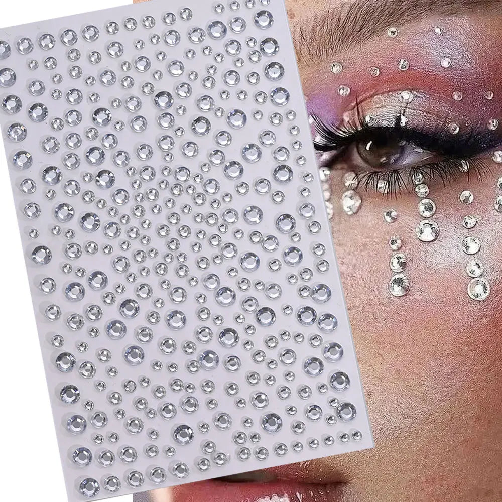 Strass Visage Multicolores Pailletés – Set 900 Pièces Adhésifs Festival & Maquillage