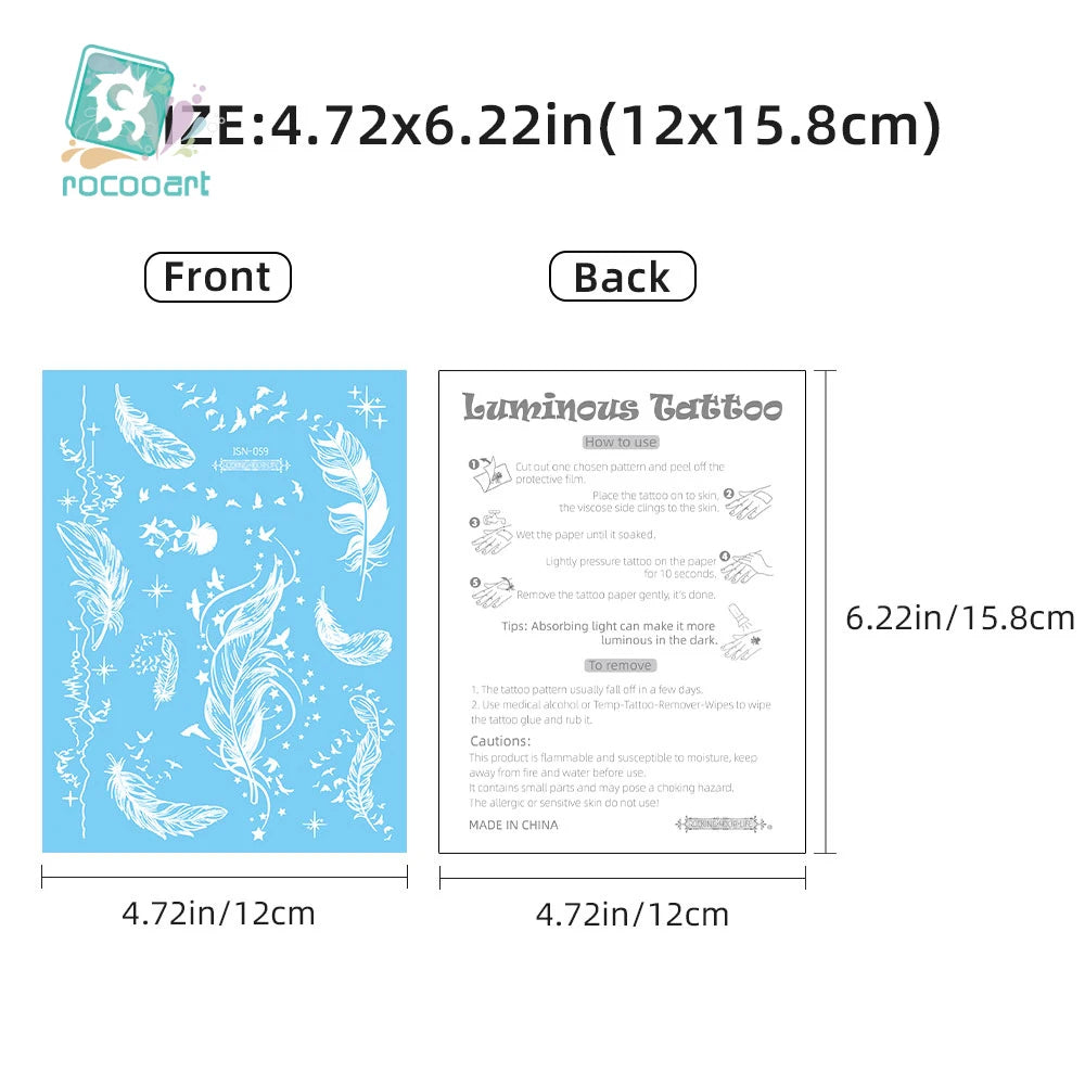 Tatouage Temporaire Dentelle Tribale Bleu Phosphorescent - Serpent & Fleurs