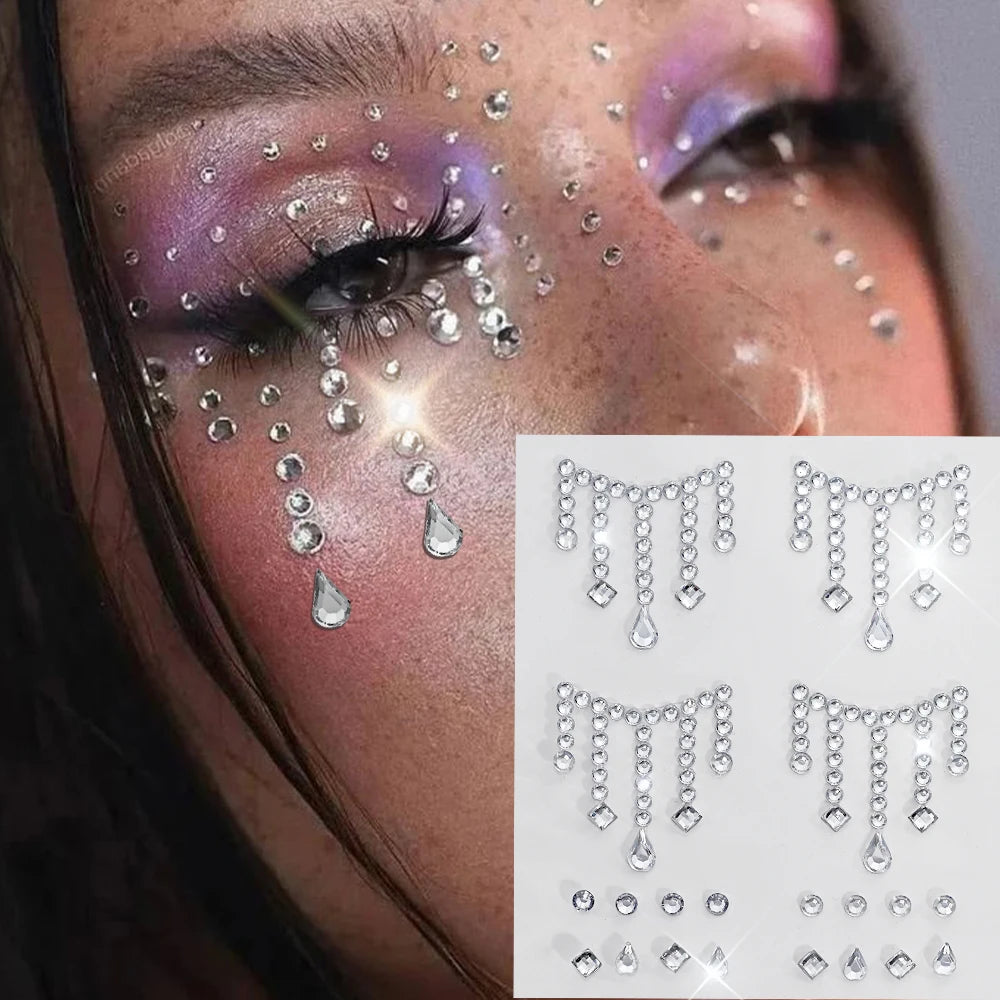 Strass Visage Aurora Cristal 3D – Bijoux Adhésifs Effet Diamant