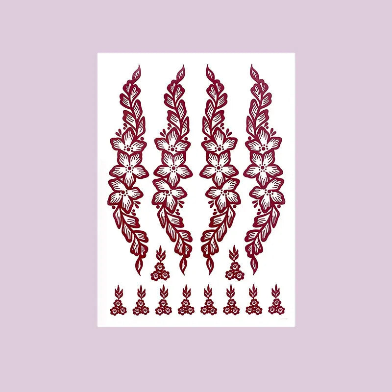 Tatouage Henné Bordeaux Pieds & Mains - Fleurs Florales Mariage Ramadan Festival